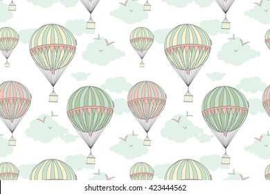 Background with hot air balloons. Vector illustration