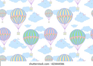 Background with hot air balloons. Vector illustration