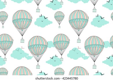 Background with hot air balloons. Vector illustration