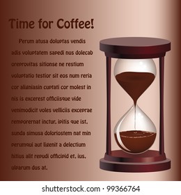 	Background with hourglass with coffee