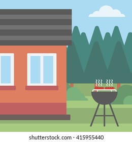 Background of the house with barbecue.