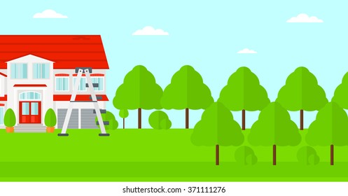 Fondo de la casa con escalera.