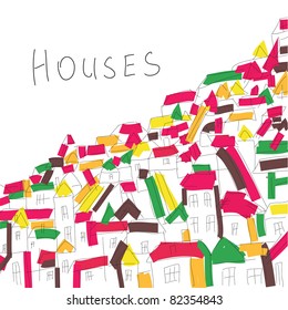 Background with houses in artistic style