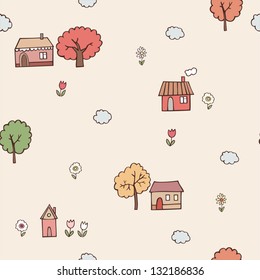 background with houses and trees