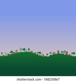 background with houses and trees, vector illustration