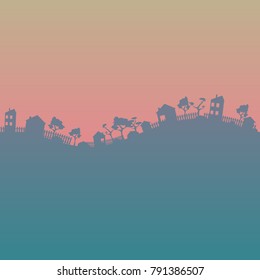 background with houses and trees, vector illustration