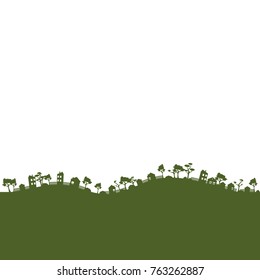 background with houses and trees, vector  seamless illustration