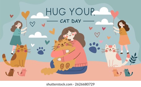 background, hug your cat day theme