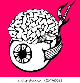 Background with Human eyeball. Creative background. Digital illustration