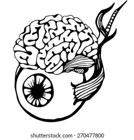 Background with Human eyeball. Creative background. Digital illustration