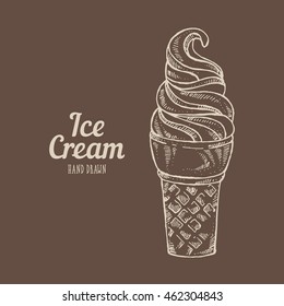 Background with ice cream . hand drawn