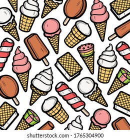 Conjunto de helados de fondo. Icono de colección helado. Vector