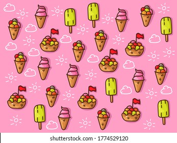 Background of the ice cream for Shirt pattern and Vector background and glass pattern and handkerchief pattern