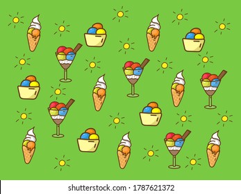 Background of the ice cream. Vector background and glass pattern and handkerchief pattern