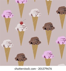 Background with a lot of ice creams with different flavours