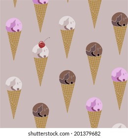 Background with a lot of ice creams with different flavours