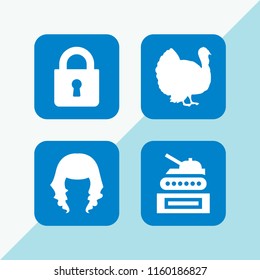 background icon. 4 background set with turkey, lock, tank and stylish vector icons for web and mobile app