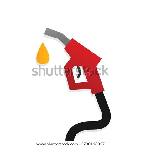 Background icon of a fuel pump nozzle with a dripping drop of gasoline. Gas station. Petroleum industry