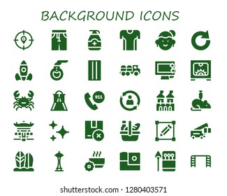  background icon set. 30 filled background icons. Simple modern icons about  - Target, Pants, Gel, Tshirt, Avatar, Redo, Rocket launch, Florence flask, Inflatable, Truck, Display