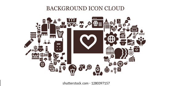  background icon set. 93 filled background icons. Simple modern icons about  - Flag, Milk, Mitten, Carriage, Spatula, Gift, Check mark, Rocket launch, Add, Idea, Knife, Garlands