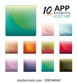 Background icon set. Square buttons suitable for Apps and Websites. Gradient mix color style