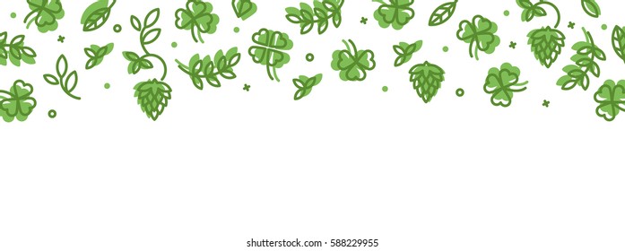 Background with icons on St. Patrick's Day. Style elements thin line. banner template with place for text.