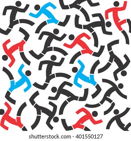 Background with icons of running people.
