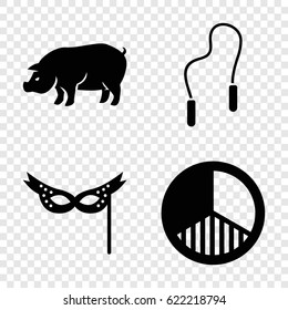 Background icons set. set of 4 background filled icons such as pig, mask, brightness
