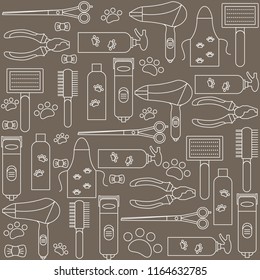 Background with icons of tools and accessories for grooming. Vector illustration.