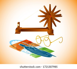 Background idea for Indian day Gandhi jayanti,
vector illustration of Gandhi's specs and charkha ,charkha means wheel
