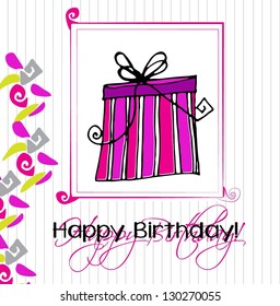  background with illustrated gift box  for your birthday design