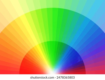 Background illustration of 36 colors of rainbow gradation spreading radially and a semicircle. A4 size.