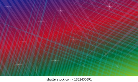Ilustración de fondo. Un objeto de ángulo agudo que se extiende desde cuatro direcciones y una gradación azul-rojo-verde se superponen. Objetos blancos radiales arreglados de forma irregular. Imaginé el cielo nocturno de Navidad.