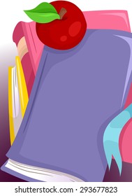 Background Illustration of an Apple Resting on Top of a Pile of Books