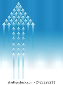 Background illustration of an arrow with an image of growth and rise. Infographic with a collection of small arrows