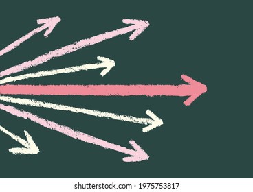 Background illustration of arrows spreading radially like written on a blackboard. vector.