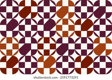 Background illustration, artistic geometric pattern, repeating pattern, simple squares, circles and arcs. Traditional art, seamless, ethnic style, for designing patterns, textiles, tiles, covers.
