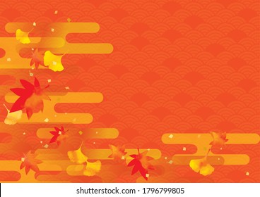 It is a background illustration of autumn leaves in Japan