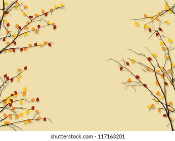 Background illustration with autumn rees and shadow