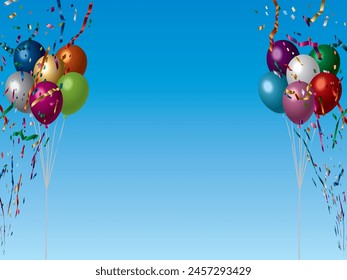 Background illustration with balloons and confetti