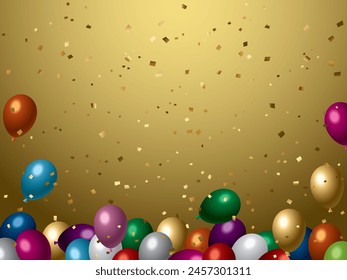 Background illustration with balloons and confetti