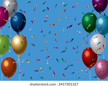 Background illustration with balloons and confetti