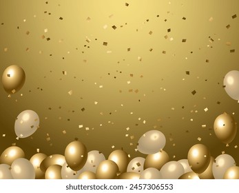 Background illustration with balloons and confetti