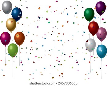 Background illustration with balloons and confetti