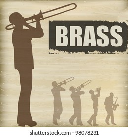 Background Illustration With A Band Of Brass Playing Musicians