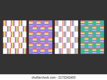 Background, illustration, banner, available in four styles, in red, orange, yellow, green, blue, purple with a white, purple, green background.