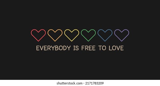 Background, illustration, banner, heart with six colors, red, orange, yellow, green, blue, purple with word in the picture. and has a black background image