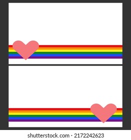 Background, illustration, banner. The image has six colors, red, orange, yellow, green, blue, purple, and has a red heart. white background