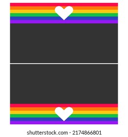 Background, illustration, banner, template. There are two styles in the image: red, orange, yellow, green, blue, purple and with a white heart.support for LGBTQ