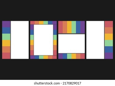 Background, illustration, banner. There are four styles, six colors, red, orange, yellow, green, blue and purple, and there is space in the image.